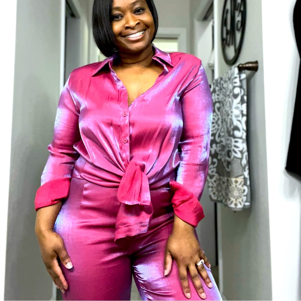 PLT iridescent two-piece pants set